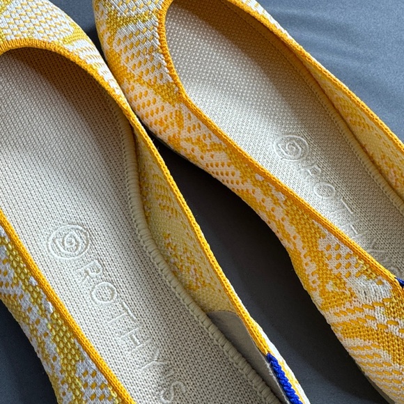 Rothy’s The Daisy Yellow & White Floral Square Toe Flats - Size 7.5 - Picture 4 of 12